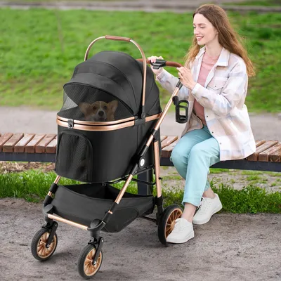 Produktbild von Tierwagen – Kinderwagen für Haustiere – Katzenwagen – Hundeanhänger – Transportkorb – Tragfähigkeit: 25 kg