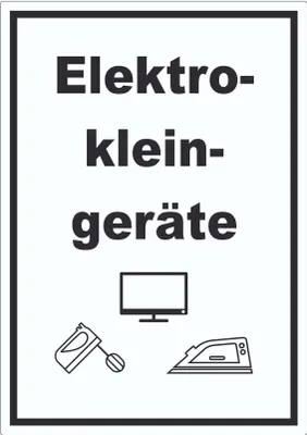 Produktbild von Elektrokleingeräte Mülltrennung Aufkleber Text Symbol Haushaltsgerät A2 (420x594mm)