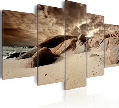 Produktbild von Leinwandbilder Meer und Strand 200x100 cm Vlies Leinwandbild 5 tlg Kunstdruck modern Wandbilder XXL Wanddekoration Design Wand Bild - Natur Himmel Steine 030212-47
