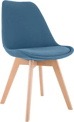 Produktbild von CLP Esszimmerstuhl Linares gepolstert mit Rückenlehne Buchenholzgestell blau Material Stoff