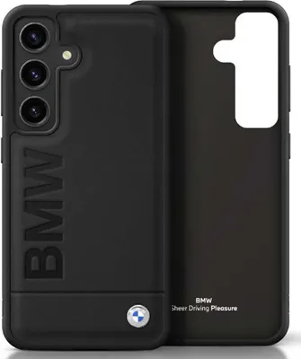 Produktbild von Handyhülle Galaxy S25 Plus BMW Echtleder schwarz Logo Metall