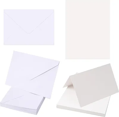 Imagen del producto de Set de tarjetas plegables, 30 tarjetas blancas con sobres, formato DIN A6/C6, para proyectos de manualidades