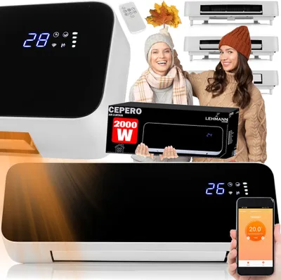 Zdjęcie produktu dla Kurtyna powietrzna LEHMANN CEPERO termowentylator grzejnik elektryczny 2000W Wi-Fi + pilot