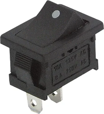 Obrázok produktu pre Mini kolískový spínač McPower, 2-pólový, čierny kolískový spínač s bodkou, 250V/6A