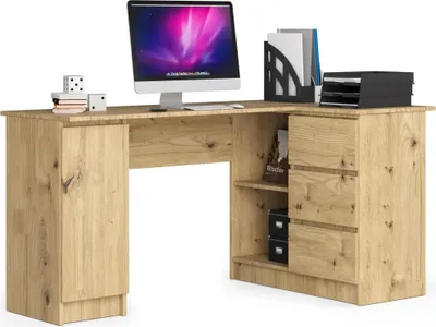 Immagine prodotto di Scrivania angolare B20 155 cm destra rovere artisanale 3 cassetti