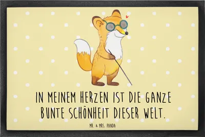 Produktbild von Mr. & Mrs. Panda fußmatte Fuchs Blindheit 50 x 75 cm - Gelb Pastell - Geschenk, Fußabstreifer, Erblindung, Türmatte, Fußabtreter, Schmutzmatte, Schmutzfangmatte