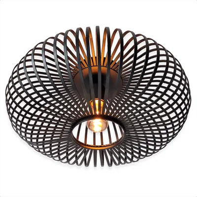 Produktbild von Goliving Deckenleuchte - E27 - Metall - Bambusoptik - Ø 40 cm - Schwarz