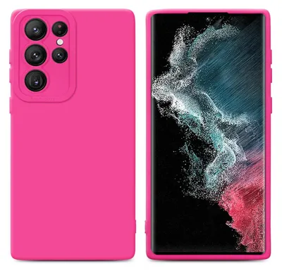 A pink phone case is shown from the front and side.
