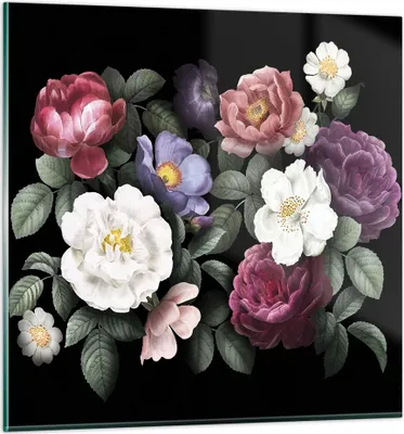 Produktbild von Bilder auf glas - Einteilig - Blumen Blumenstrauß Komposition - 60x60cm - Glasbilder - Wandbilder - Bilder - Wanddekoration aus Glas - Glas Bilder - Wandbild auf Glas - GAC60x60-5032