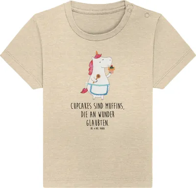Produktbild von Mr. & Mrs. Panda Babyshirt Einhorn Küche 6. - 12. Monat - Natural Raw - Geschenk, Einhörner, Motivation, Muffin,  T-Shirt, Baby Kurzarmshirt, Kuchen, Organic, Unicorn