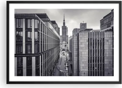 Produktbild von Gerahmtes Poster - Schwarzer Rahmen - Warschau Palast Kultur - 70x50 cm - Wand Bild - Wanddeko - Wandbilder - Kunstposter - Wandposter - Bilderrahmen - Bilder - Kunstdruck - P2BAA70x50-4382