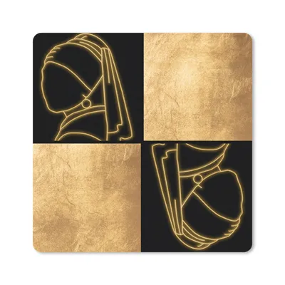 Produktbild von MuchoWow® Mauspad Mousepad Mädchen mit einem Perlenohrring - Collage - Gold 30x30 cm - Mousepads - Maus Mat - Pad - Mausunterlage - Gaming