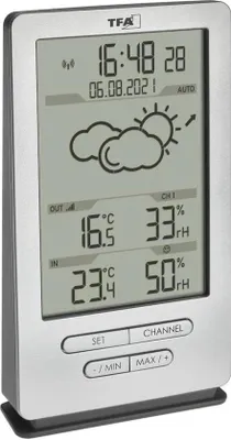 Image de Station météo avec prévisions météorologiques et mesure de la température et de l'humidité pour l'intérieur et l'extérieur