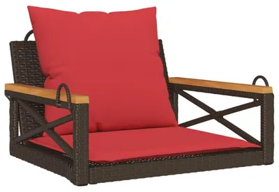 Immagine prodotto di vidaXL Sedia sospesa con cuscini, marrone, 63x62x40 cm, rattan sintetico