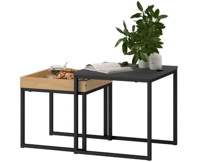 Produktbild von Moderner Couchtisch, 2er-Set Sofatisch,Wohnzimmertisch Quadratisch Kaffeetisch