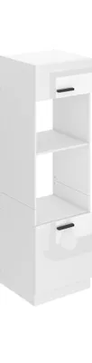 Produktbild von Belini Mikrowelle Schrank, Küchenschränke, Hochschrank Küche SSP. Mikrowellenschrank - 60 cm Breite und 204 cm Höhe. Küchenbuffet mit 2 Türen und 2 Regalen, Weiß Hochglanz