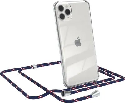 Produktbild von EAZY CASE Handykette kompatibel mit Apple iPhone 11 Pro Max, Handyhülle mit Umhängeband, Handykordel, Schutzhülle Clear, Band in Blau