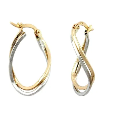Produktbild von Creole Ohrring 22x15x3mm bicolor mit Weißgold durchlegiert 9Kt GOLD gold 22x15x3mm