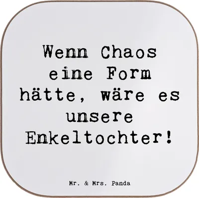 Produktbild von Mr. & Mrs. Panda untersetzer personalisiert Enkeltochter Chaos - Weiß - Geschenk, Personalisierte, Lebensfreude, Bierdeckel, Flaschenuntersetzer, Familie, Enkel, Energie