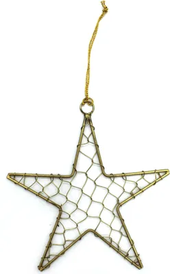 Produktbild von Metall Stern mit Draht zum aufhängen gold 1 Stück - 35 x 36cm