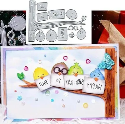 Produktbild von Schablonen für Karten mit Vögeln im Baum, Reliefpapier, DIY Dekoration