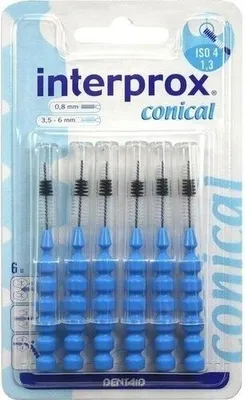 Zdjęcie produktu dla interprox stożkowe niebieskie szczoteczki międzyzębowe 1,3 mm, 5 szt. Szczoteczki międzyzębowe