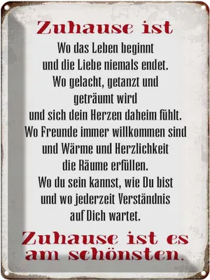 Produktbild von vianmo Blechschild 40x30 cm Zuhause ist am schönsten Spruch Zitat