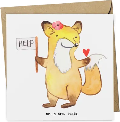 Produktbild von Mr. & Mrs. Panda Deluxe Karte Sozialarbeiterin Herz - Weiß - Geschenk, Glückwunschkarte, faltkarte, doppelkarte, anlasskarte, Klappkarte, Grußkarte