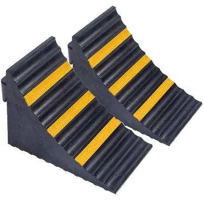 Image de Cales en caoutchouc, lot de 2, avec bandes réfléchissantes et poignée de transport, dimensions : 25 x 16 x 19 cm
