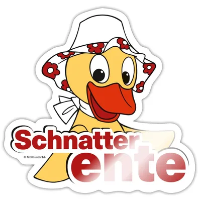 Produktbild von Spreadshirt Sandmännchen Schnatterinchen Schnatterente Sticker Aufkleber, 10 x 10 cm, Weiß glänzend