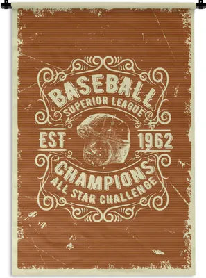 Produktbild von MuchoWow® Wandteppich Wandbehang Jahrgang - Baseball - Braun 120x180 cm Tapisserie Dekoration Wandtuch - Schlafzimmer - Dekorationen für das Haus