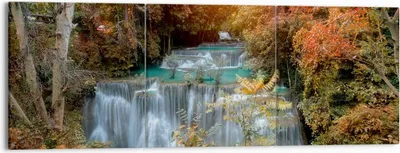 Produktbild von Bild auf Leinwand - Leinwandbild - Park Wasserfall Wasser - 150x50cm - Wand Bild - Wanddeko - Leinwanddruck - Bilder - Kunstdruck - Wanddekoration - Leinwand bilder - Wandkunst - CA150x50-3995