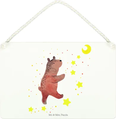 Produktbild von Mr. & Mrs. Panda holzbild Bär Träume DIN A4 - Weiß - Geschenk, Wandbild Holz, Träumen, Türschild, Holzschild, kleine aufmerksamkeit, Traumdeutung, Teddy, Schild, Traum