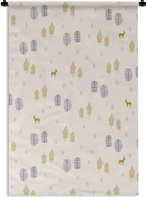 Produktbild von MuchoWow® Wandteppich Wandbehang Wald - Abstrakt - Winter - Muster 90x135 cm Tapisserie Dekoration Wandtuch - Baumwolle - Wandskulptur