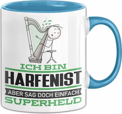 Produktbild von Harfenist Geschenk Tasse Ich Bin Harfenist Aber Sag Doch Einfach Superheld Lustige Geschenkdiee für Harfenist Kaffee-Becher (Blau)
