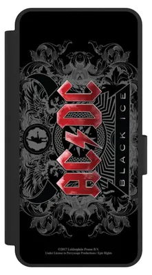 Produktbild von NIVOCASE Klapphülle für Samsung Galaxy S25 Edge  Handyhülle aus Kunst Leder NIVOflip schwarz ACDC Black Ice Fanartikel