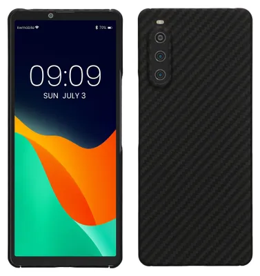 Produktbild von kalibri Schutzhülle kompatibel mit Sony Xperia 10 V - Hülle Aramid - Handy Cover Case Handyhülle Schwarz matt