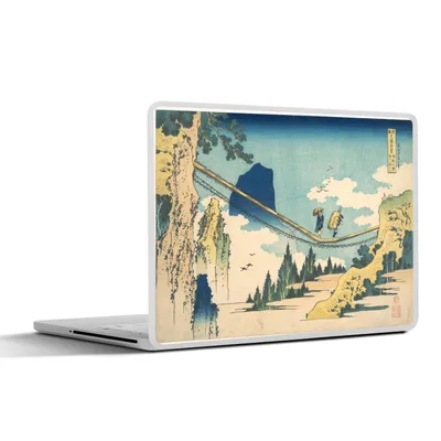 Produktbild von MuchoWow® Laptop Aufkleber Sticker Cover Hängebrücke an der Grenze zwischen Hida und Etchu - Gemälde von Katshushika Hokusai 30x22 cm - Laptop-Sticker