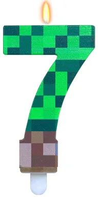 Productafbeelding van Cijfer 7 verjaardagskaars met pixelmotief
