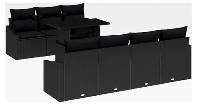 Produktbild von Modulares Garten-Sofa-Set aus Poly-Rattan mit verstellbaren Füßen, schwarz, 7 Sitze, für Terrassen und Balkone