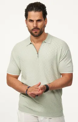 Produktbild von SOULSTAR Herren Poloshirt mit Half-Zip Herren Kurzarm Strick Polo-Hemd T-Shirt