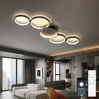 Obrázok produktu pre LED stropné svietidlo, priemer 99 cm, s možnosťou stmievania, nastaviteľná farba svetla (3000K - 6500K), diaľkové ovládanie, časovač, funkcia pamäte