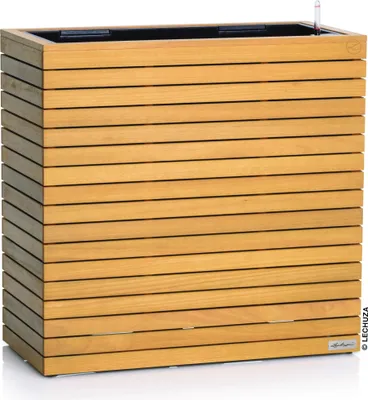 Produktbild von Lechuza PALO Natural Wood Pflanzgefäß aus Eukalyptusholz, 78,5 x 37 x 77 cm, mit Bewässerungssystem, wechselbarem Pflanzeinsatz (versenkbare Griffe), Wasserstandsanzeiger, Überlaufschraube, Raumteiler & Hochbeet für Innen- & Außenbereich, aus nachhaltiger Waldwirtschaft