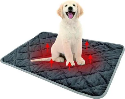 Image de Couverture en laine bleu marine pour chiens et chats - Couverture chauffante pour l'hiver - 40 x 50 cm