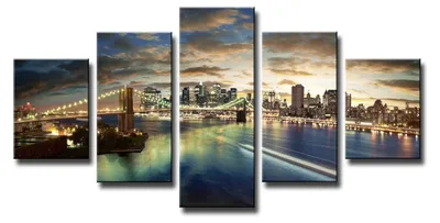 Zdjęcie produktu dla Solidchoice - Obraz na płótnie "Most Brooklyński", 160 x 80 cm