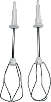 Produktbild von 2x Rührbesen Quirl rechts links Turbobesen Rührbesen edelstahl weiß Metall Kunststoff Bosch Siemens 00640906 Handmixer Handrührgerät eingesetzt in MFQ358001 MFQ357001 uvm