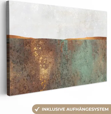 Produktbild von MuchoWow® - Leinwandbilder - Abstrakt - Luxus - Gold, Wandbild, Wanddeko Bilder Wohnzimmer, 120x80 cm