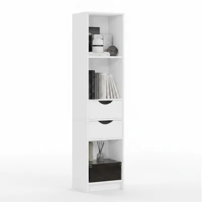 Produktbild von Dripio - Bücherregal - 6 Ebenen - 2 Schubladen - Weiß, KI-generiertes Bild