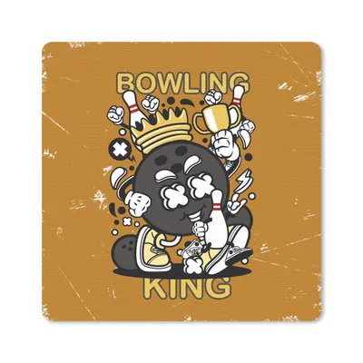 Produktbild von MuchoWow® Mauspad Mousepad Vintage - Bowling - König 20x20 cm - Mousepads - Maus Mat - Pad - Mausunterlage - Desk Mat - Bureauartikeln