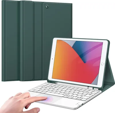 Produktbild von Fintie Tastatur Hülle für iPad (9. / 8. und 7. Generation - 2021/2020/2019), iPad 10.2 Hülle mit Tastatur, Deutscher Tastatur mit Touchpad Magnetisch Abnehmbarer Keyboard, Nachtgrün